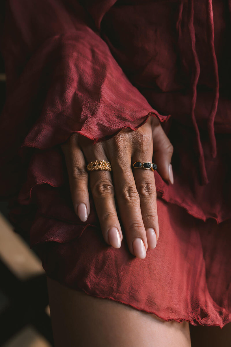 Double Frangipani Ring - Silver