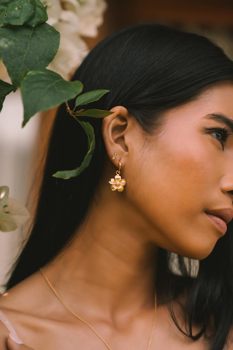 Frangipani Hoop Earring - Silver