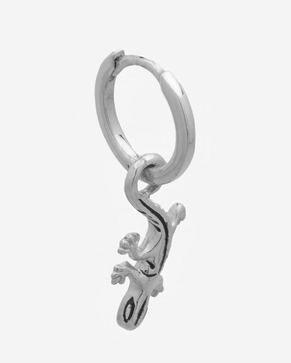 Gecko Hoop Oorbel - Zilver