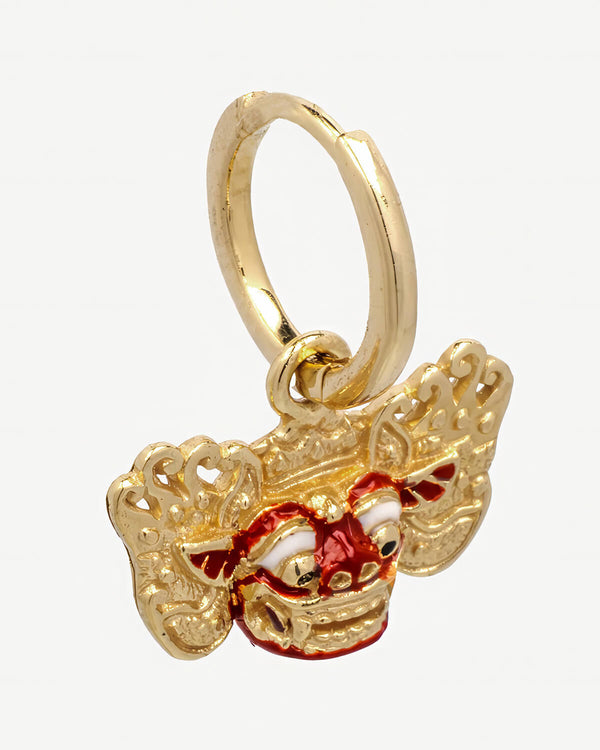 Barong Mask Hoop Earring - Gold