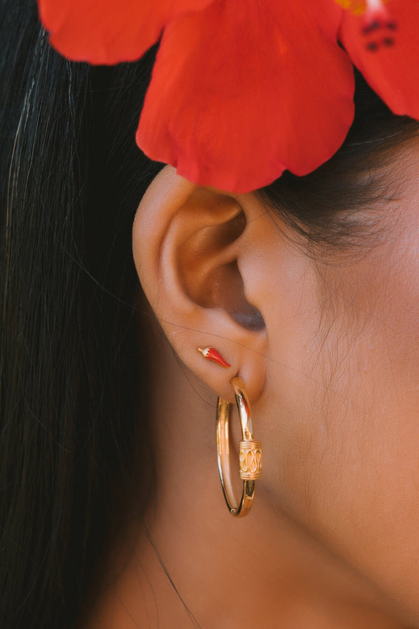 Spicy Chili Stud Earring - Gold